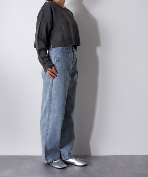 【セール】Z-2-SP 8D1 ショート丈 ボートネック クルーネック ニット ボリュームスリーブ シンプル 定番 ニット クロップド丈（ニット/セーター）｜CALIFORNIA OUTFITTERS（カリフォルニア アウトフィッターズ）