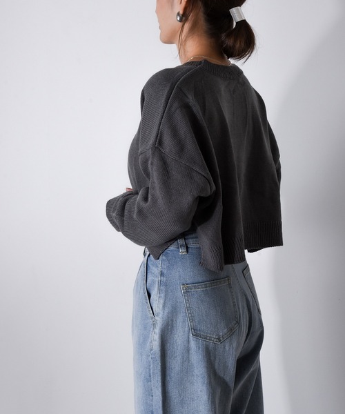 【セール】Z-2-SP 8D1 ショート丈 ボートネック クルーネック ニット ボリュームスリーブ シンプル 定番 ニット クロップド丈（ニット/セーター）｜CALIFORNIA OUTFITTERS（カリフォルニア アウトフィッターズ）