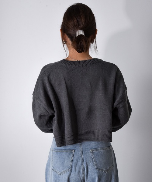 【セール】Z-2-SP 8D1 ショート丈 ボートネック クルーネック ニット ボリュームスリーブ シンプル 定番 ニット クロップド丈（ニット/セーター）｜CALIFORNIA OUTFITTERS（カリフォルニア アウトフィッターズ）