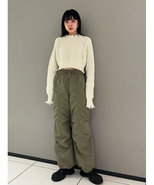 セール】DAMAGE CROPPED KNIT TOPS ダメージ クロップド ニット