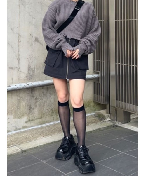 セール】DAMAGE CROPPED KNIT TOPS ダメージ クロップド ニット