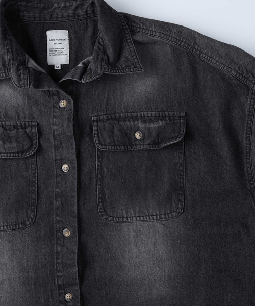 BACK NUMBER(バックナンバー)の「【BACK NUMBER】フラップポケットデニムシャツ(シャツ/ブラウス・レディース・ブラック・M)」の7枚目の写真