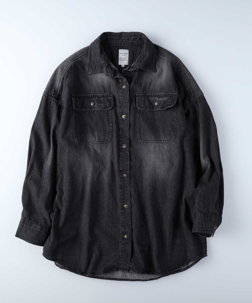 BACK NUMBER(バックナンバー)の「【BACK NUMBER】フラップポケットデニムシャツ(シャツ/ブラウス・レディース・ブラック・M)」の4枚目の写真