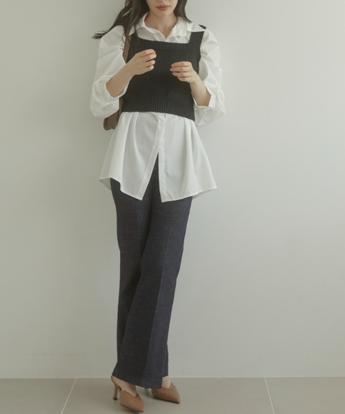 ACYM(アシーム)の「Mini knit ビスチェ(タンクトップ・レディース・ブラック/ホワイト・FREE)」の19枚目の写真