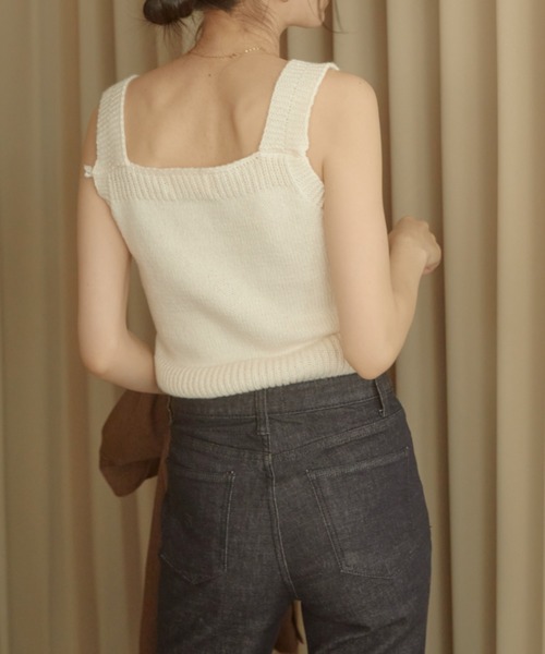 ACYM(アシーム)の「Mini knit ビスチェ(タンクトップ・レディース・ブラック/ホワイト・FREE)」の11枚目の写真