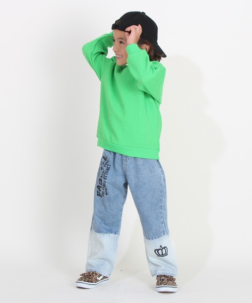 BABYDOLL（ベビードール）の「親子お揃い エンボス 総柄 トレーナー 8883K（スウェット・キッズ・ピンク/ライム/マスタード・150cm/140cm/100cm/120cm/110cm/130cm/80ｃｍ/90cm）」の9枚目の写真