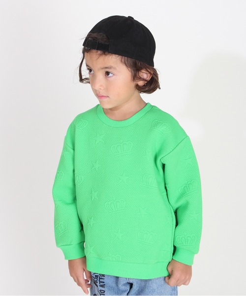 BABYDOLL（ベビードール）の「親子お揃い エンボス 総柄 トレーナー 8883K（スウェット・キッズ・ピンク/ライム/マスタード・150cm/140cm/100cm/120cm/110cm/130cm/80ｃｍ/90cm）」の6枚目の写真