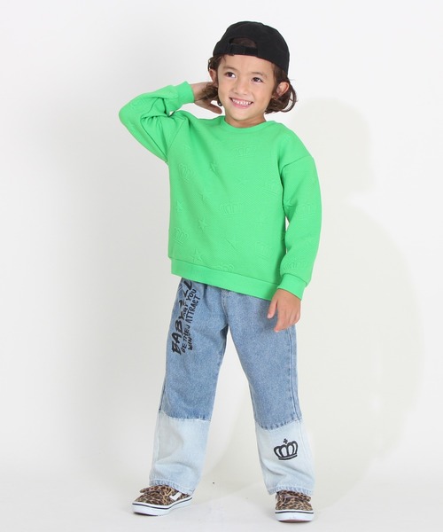 BABYDOLL（ベビードール）の「親子お揃い エンボス 総柄 トレーナー 8883K（スウェット・キッズ・ピンク/ライム/マスタード・150cm/140cm/100cm/120cm/110cm/130cm/80ｃｍ/90cm）」の10枚目の写真