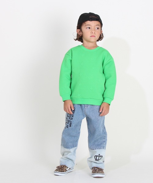 BABYDOLL（ベビードール）の「親子お揃い エンボス 総柄 トレーナー 8883K（スウェット・キッズ・ピンク/ライム/マスタード・150cm/140cm/100cm/120cm/110cm/130cm/80ｃｍ/90cm）」の12枚目の写真