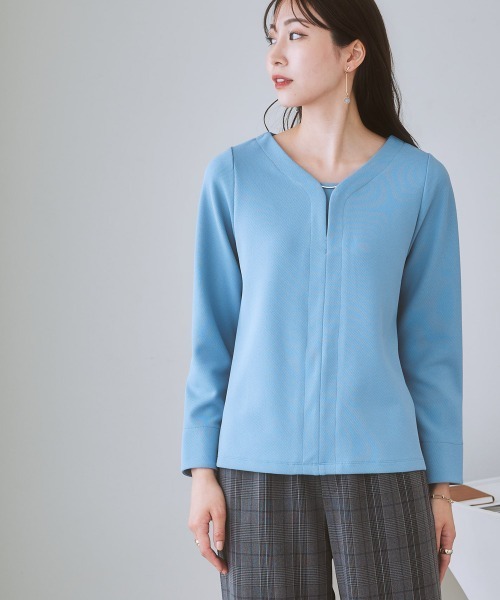 7days Life Styling（セブンデイズライフスタイリング）の「【裏側起毛であったか】ゴールドパーツ使いトップス（Tシャツ/カットソー・レディース・サックスブルー系/ブラック/アイボリー/オフホワイト・LL/3L/M/L/S）」の18枚目の写真