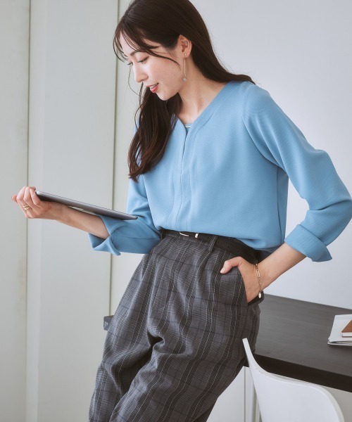 7days Life Styling（セブンデイズライフスタイリング）の「【裏側起毛であったか】ゴールドパーツ使いトップス（Tシャツ/カットソー・レディース・サックスブルー系/ブラック/アイボリー/オフホワイト・LL/3L/M/L/S）」の20枚目の写真