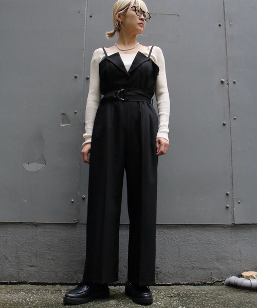 【新品未使用】ヘレンチア　黒 サロペット オールインワン　コンビネゾン HERENCIA（ヘレンチア）の「【HERENCIA】ベルトオールインワン