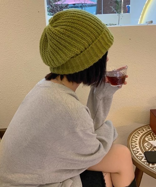 Vipoa（ヴィポア）の「BASIC EASY KNIT BEANIE（ニットキャップ/ビーニー・レディース・ベージュ/グレー/ブルー/ブラウン/レッド/アイボリー/ブラック/カーキ・FREE）」の7枚目の写真