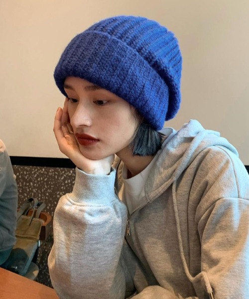 Vipoa（ヴィポア）の「BASIC EASY KNIT BEANIE（ニットキャップ/ビーニー・レディース・ベージュ/グレー/ブルー/ブラウン/レッド/アイボリー/ブラック/カーキ・FREE）」の8枚目の写真