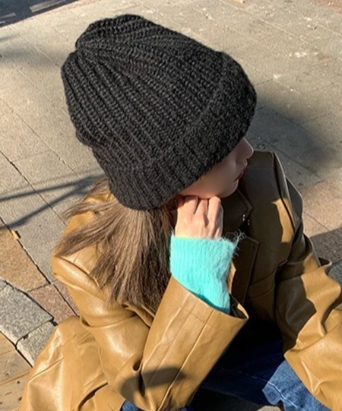 Vipoa（ヴィポア）の「BASIC EASY KNIT BEANIE（ニットキャップ/ビーニー・レディース・ベージュ/グレー/ブルー/ブラウン/レッド/アイボリー/ブラック/カーキ・FREE）」の18枚目の写真
