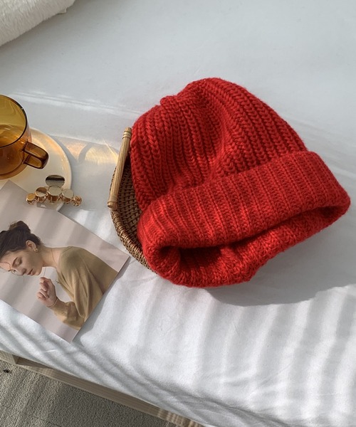 Vipoa（ヴィポア）の「BASIC EASY KNIT BEANIE（ニットキャップ/ビーニー・レディース・ベージュ/グレー/ブルー/ブラウン/レッド/アイボリー/ブラック/カーキ・FREE）」の9枚目の写真