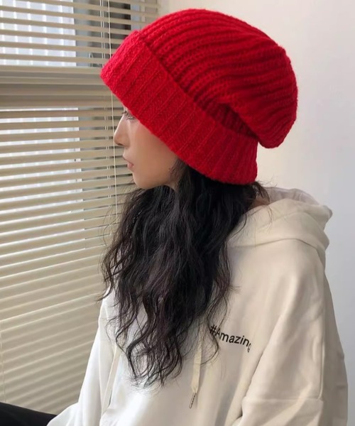 Vipoa（ヴィポア）の「BASIC EASY KNIT BEANIE（ニットキャップ/ビーニー・レディース・ベージュ/グレー/ブルー/ブラウン/レッド/アイボリー/ブラック/カーキ・FREE）」の11枚目の写真