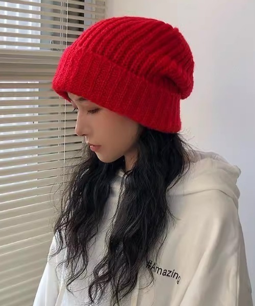 Vipoa（ヴィポア）の「BASIC EASY KNIT BEANIE（ニットキャップ/ビーニー・レディース・ベージュ/グレー/ブルー/ブラウン/レッド/アイボリー/ブラック/カーキ・FREE）」の10枚目の写真
