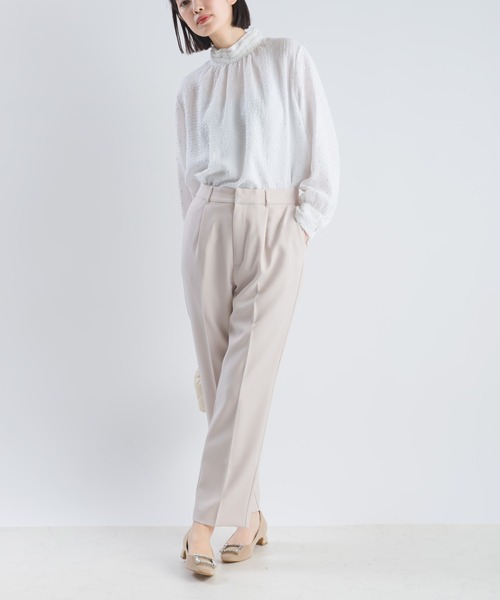 PICCIN(ピッチン)の「ラメフィルムサッカーハイネックブラウス(シャツ/ブラウス・レディース・ネイビー/オフホワイト・M)」の8枚目の写真