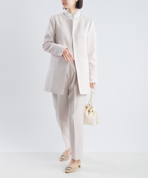 PICCIN(ピッチン)の「ラメフィルムサッカーハイネックブラウス(シャツ/ブラウス・レディース・ネイビー/オフホワイト・M)」の13枚目の写真