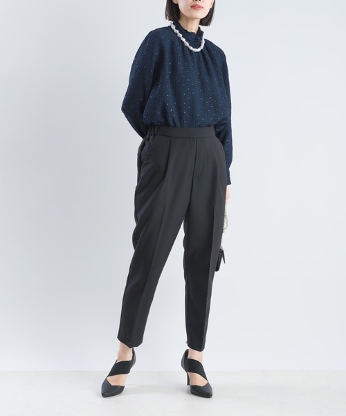 PICCIN(ピッチン)の「ラメフィルムサッカーハイネックブラウス(シャツ/ブラウス・レディース・ネイビー/オフホワイト・M)」の18枚目の写真