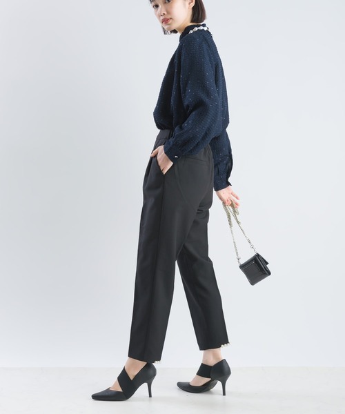 PICCIN(ピッチン)の「ラメフィルムサッカーハイネックブラウス(シャツ/ブラウス・レディース・ネイビー/オフホワイト・M)」の19枚目の写真