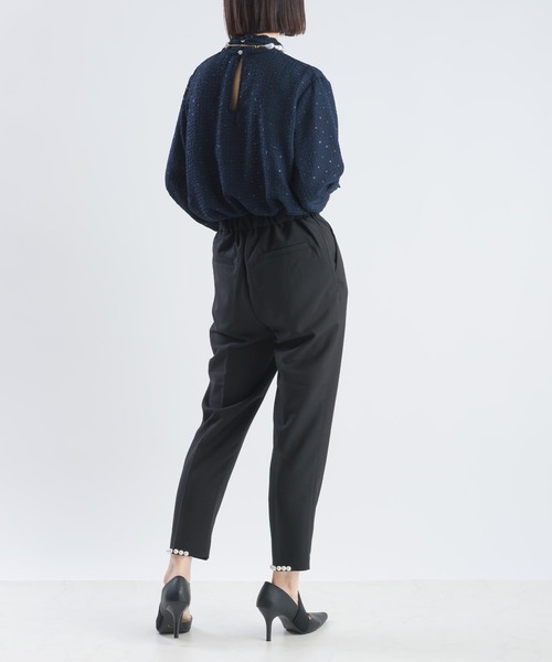 PICCIN(ピッチン)の「ラメフィルムサッカーハイネックブラウス(シャツ/ブラウス・レディース・ネイビー/オフホワイト・M)」の20枚目の写真