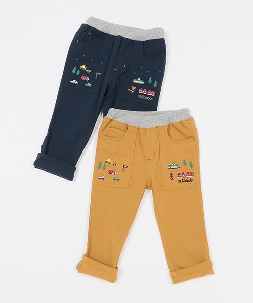 kladskap（クレードスコープ）の「乗り物と森ロング丈ストレートパンツ（チノパンツ・キッズ・マスタード/ネイビー/ブルー・80ｃｍ/90cm/110cm/100cm/120cm/130cm）」の6枚目の写真