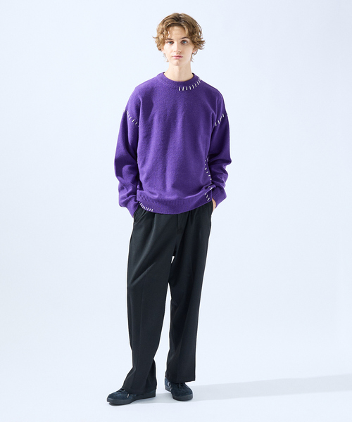 AH ABAHOUSE(エーエイチアバハウス)の「【AH ABAHOUSE】ハンドステッチ プルオーバー ニット(ニット/セーター・メンズ・ホワイト/グリーン/ブラック/グレイッシュベージュ/グレイッシュブルー/パープル・48/46)」の20枚目の写真