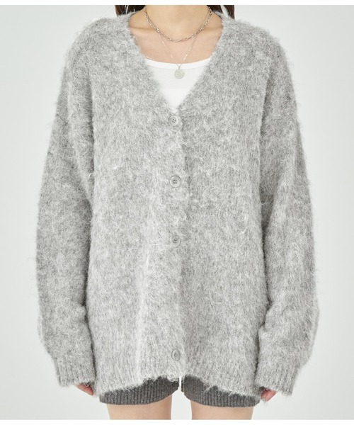 ANAP(アナップ)の「ウール混モヘアタッチVネックカーディガン(カーディガン/ボレロ・レディース・オフホワイト/グレー/スミクロ・FREE)」の5枚目の写真
