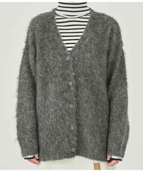 ANAP(アナップ)の「ウール混モヘアタッチVネックカーディガン(カーディガン/ボレロ・レディース・オフホワイト/グレー/スミクロ・FREE)」の6枚目の写真