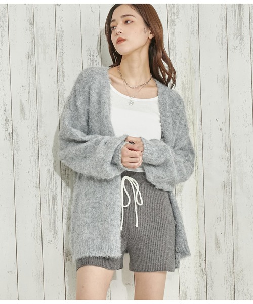 ANAP(アナップ)の「ウール混モヘアタッチVネックカーディガン(カーディガン/ボレロ・レディース・オフホワイト/グレー/スミクロ・FREE)」の21枚目の写真