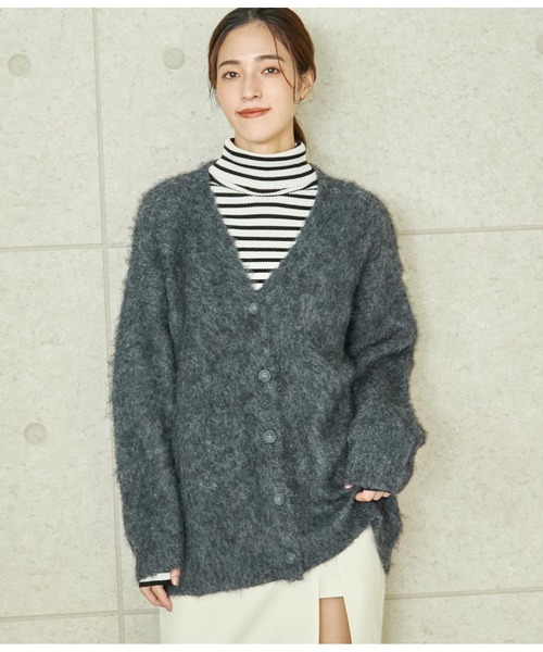 ANAP(アナップ)の「ウール混モヘアタッチVネックカーディガン(カーディガン/ボレロ・レディース・オフホワイト/グレー/スミクロ・FREE)」の17枚目の写真