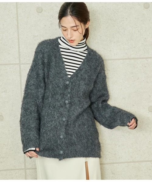 ANAP(アナップ)の「ウール混モヘアタッチVネックカーディガン(カーディガン/ボレロ・レディース・オフホワイト/グレー/スミクロ・FREE)」の16枚目の写真