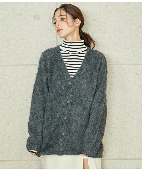 ANAP(アナップ)の「ウール混モヘアタッチVネックカーディガン(カーディガン/ボレロ・レディース・オフホワイト/グレー/スミクロ・FREE)」の15枚目の写真