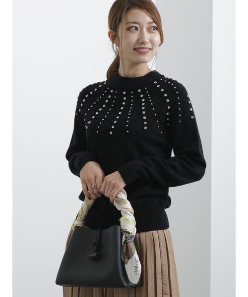 Te chichi(テチチ)の「求心ビジューニットプルオーバー(ニット/セーター・レディース・グレー/ブラック・F)」の1枚目の写真