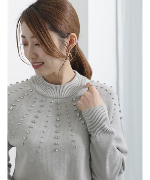 Te chichi(テチチ)の「求心ビジューニットプルオーバー(ニット/セーター・レディース・グレー/ブラック・F)」の3枚目の写真