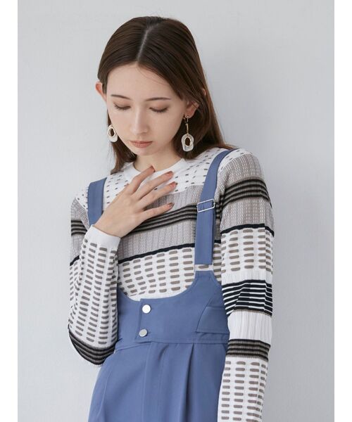 MURUA（ムルーア）の「マルチパターンニットTOPS（ニット/セーター・レディース・ブラック/ブルー/ホワイト・FREE）」の6枚目の写真