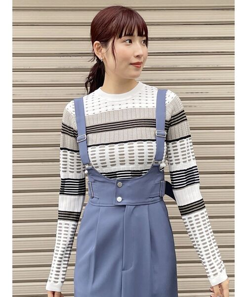 MURUA（ムルーア）の「マルチパターンニットTOPS（ニット/セーター・レディース・ブラック/ブルー/ホワイト・FREE）」の21枚目の写真