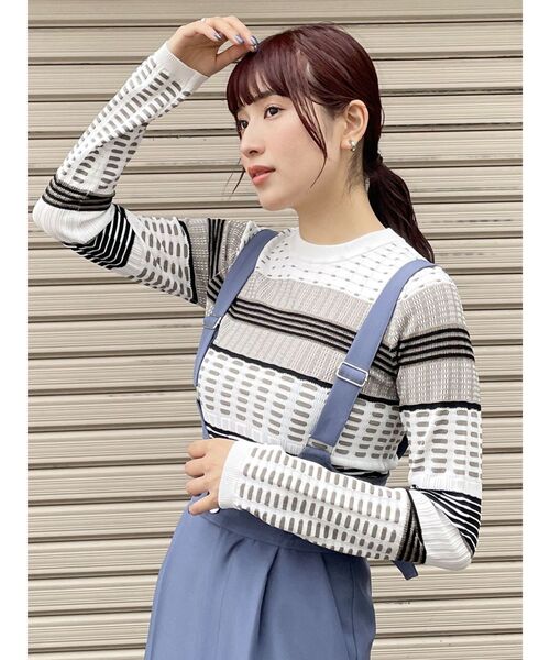 MURUA（ムルーア）の「マルチパターンニットTOPS（ニット/セーター・レディース・ブラック/ブルー/ホワイト・FREE）」の20枚目の写真