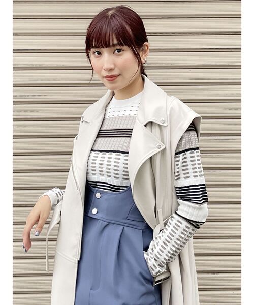 MURUA（ムルーア）の「マルチパターンニットTOPS（ニット/セーター・レディース・ブラック/ブルー/ホワイト・FREE）」の18枚目の写真