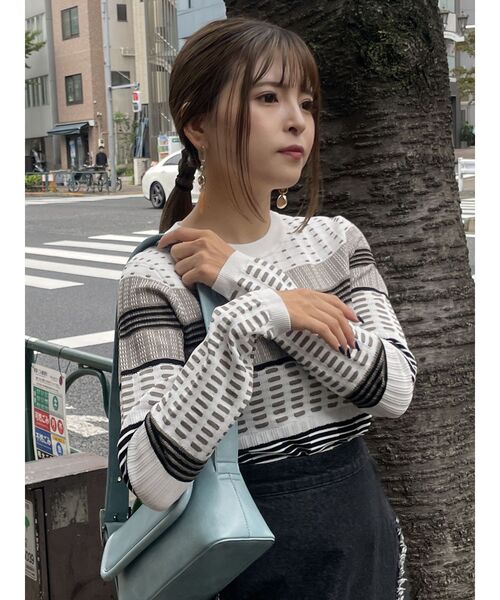 MURUA（ムルーア）の「マルチパターンニットTOPS（ニット/セーター・レディース・ブラック/ブルー/ホワイト・FREE）」の16枚目の写真