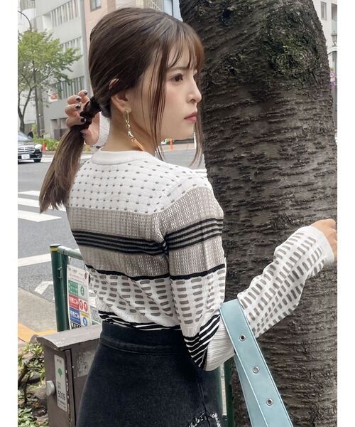 MURUA（ムルーア）の「マルチパターンニットTOPS（ニット/セーター・レディース・ブラック/ブルー/ホワイト・FREE）」の14枚目の写真