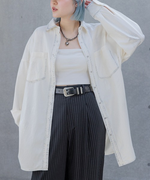 PAGEBOY(ページボーイ)の「ハクプリントデニムルーズシャツ(シャツ/ブラウス・レディース・ブルー/ブラック/ネイビー/ホワイト・FREE)」の21枚目の写真