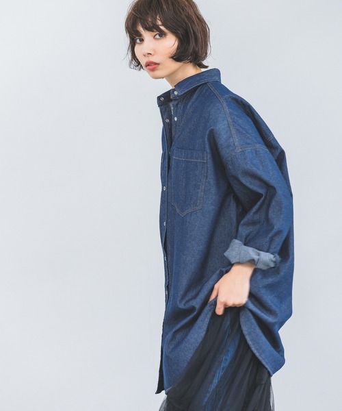 PAGEBOY（ページボーイ）の「ハクプリントデニムルーズシャツ