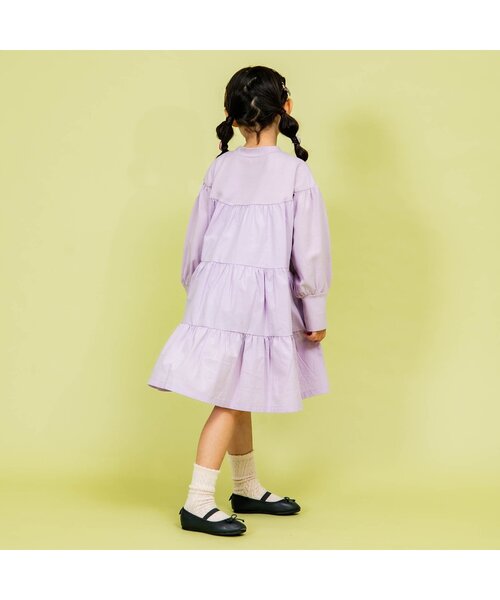 Ampersand（アンパサンド）の「premier カットソー切替ティアードチュニックワンピ（ワンピース・キッズ・ラベンダー/チャコール/アイボリー/イエロー・100/140/110/130/80/120/90）」の6枚目の写真