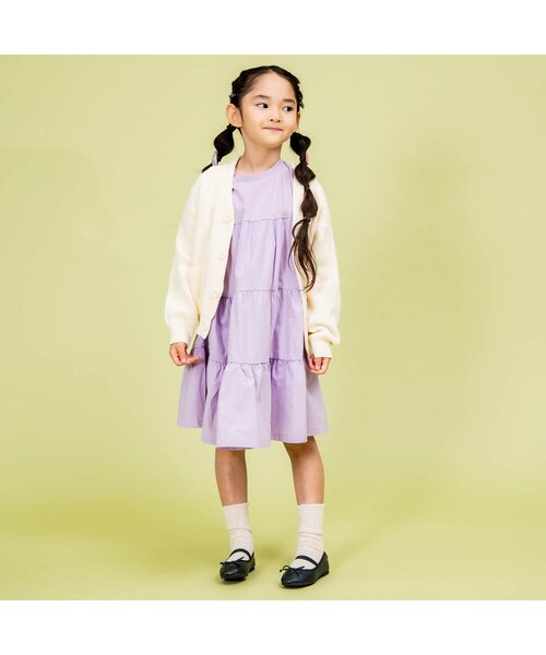 Ampersand（アンパサンド）の「premier カットソー切替ティアードチュニックワンピ（ワンピース・キッズ・ラベンダー/チャコール/アイボリー/イエロー・100/140/110/130/80/120/90）」の7枚目の写真