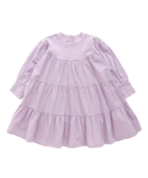 Ampersand（アンパサンド）の「premier カットソー切替ティアードチュニックワンピ（ワンピース・キッズ・ラベンダー/チャコール/アイボリー/イエロー・100/140/110/130/80/120/90）」の11枚目の写真