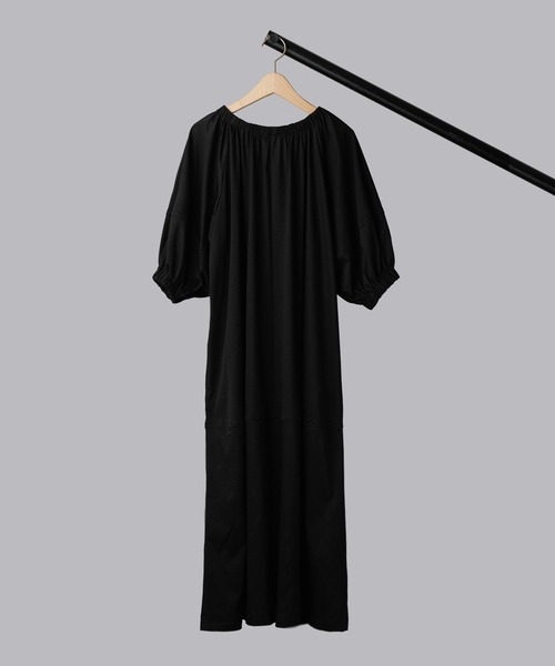 ADAWAS（アダワズ）の「【 ADAWAS / アダワス 】SILKET JERSEY GATHERED DRESS / シルケット ジャージー ギャザー ドレス（ワンピース・レディース・ブラック・FREE）」の3枚目の写真