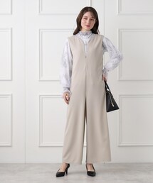 index | ◆≪通勤・セレモニー対応≫ 前後2way/カットジョーゼットサロペット【イージーケア/洗濯機洗い可】(サロペット/オーバーオール)